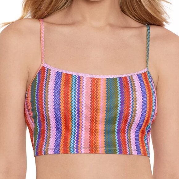Salt + Cove Ziggy Pop Longline Bikini Top & High-Waist Swim Bottoms Vermillion - Picture 3 of 10